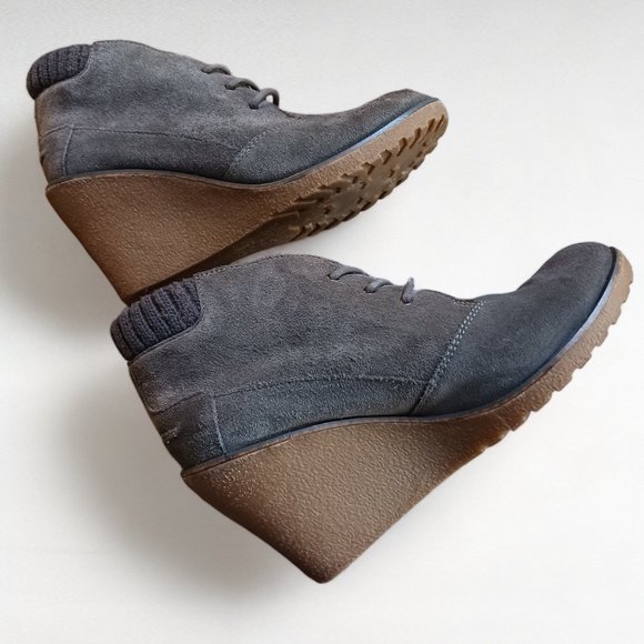 Lacoste Gray Suede Leren Lace Up Wedge Boots in Size 6 - Picture 5 of 13